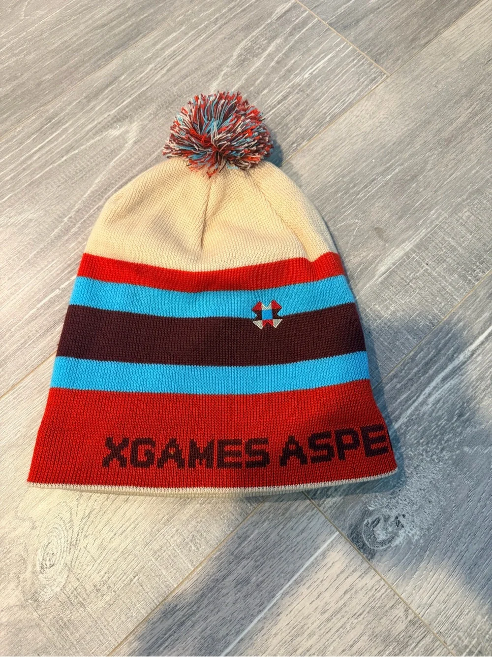 X Games Aspen Stripe Pom Beanie with Multicolor Accents